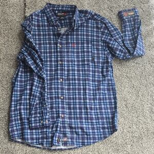 Ariat Men's Blue and White Checkered Work Shirt. Fire Resistant
